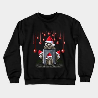 Raccoon trick or trash cute raccoons family merry Christmas Crewneck Sweatshirt